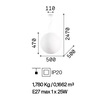 Particolare di Lampadario plastica design grande sfera acrilico 50cm texture carta CARTA SP1 D50 IDE