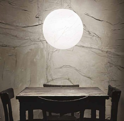 Lampadario design scenografico grande sfera plastica 60cm acrilico texture carta CARTA SP1 D60 IDEAL