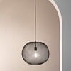 Ulteriore dettaglio di Lampadario nero moderno a grande sfera metallo 50cm