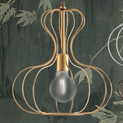 Lampadario oro satinato gabbia e griglia filo di metallo  42530