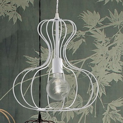 Lampadario griglia metallo gabbia bianco argento 35cm  42528