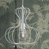 Lampadario griglia metallo gabbia bianco argento 35cm  42528
