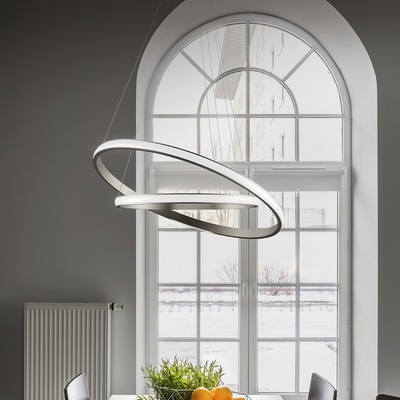 Lampadario architetturale LED 2 anelli inclinabili titanio dimmerabili 3000K IOLE-S/2-T GEA LUCE