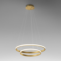 Sospensione scenografica a 2 cerchi LED dimmerabili in alluminio dorato  44697