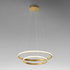 Sospensione scenografica a 2 cerchi LED dimmerabili in alluminio dorato  44697