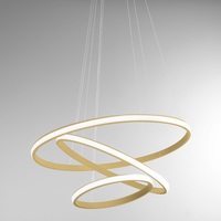 Lampadario design a 3 anelli LED 3000k dimmerabili e inclinabili finitura oro spazzolato  44700