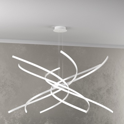Lampadario design moderno a led bianco 88W luce naturale 4000k 1163/S100-N-BI TORNADO TOP LIGHT