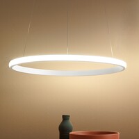 Sospensione minimal anello moderna bianca 60cm LED esterno con luce diretta e uniforme lungo il prof