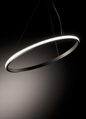 Luce pendente circolare moderna anello LED dimmerabile titanio  44695