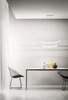 Particolare di Lampadario LED bianco a doppio cerchio 60 - 80 cm sovrapposto luce interna inclinabil