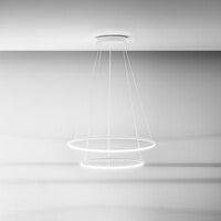 Lampadario LED bianco a doppio cerchio 60 - 80 cm sovrapposto luce interna inclinabile camera da let