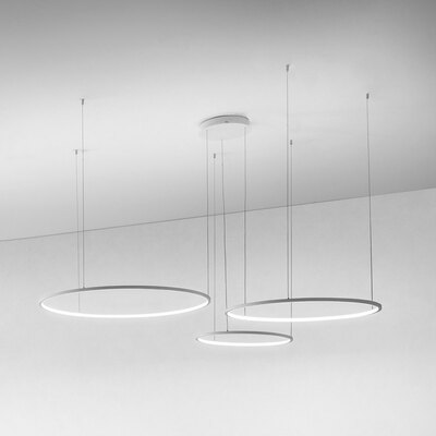Lampadario LED scultoreo design futuristico 3 cerchi decentrati  44705