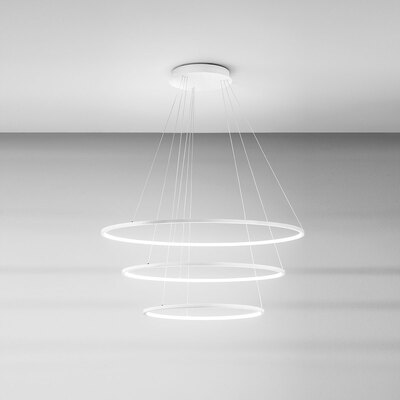 Lampadario grande cascata architetturale di luce a cerchi LED interno  44704