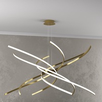 Lampadario curvato oro brunito TORNADO grande a led diametro 1 metro 1163/S100-C-OB TOP LIGHT