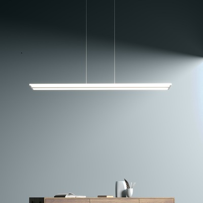 Lampadario SILVER lineare led integrato dimmerabile con telecomando 1179/S-SI DOUBLE TRACK TOP LIGHT