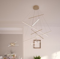 Lampadario LED moderno gold linee di luce elegante e di design shangai 1182/S100-GO DNA TOP LIGHT