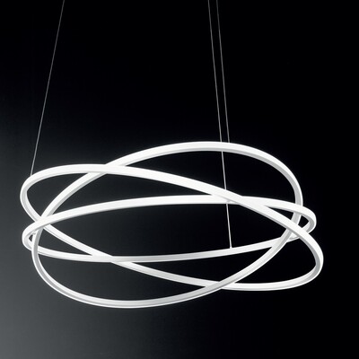 Lampadario LED grande bianco soffitti alti design orbite fluido anelli luminosi dimmerabile ATIA-S/G