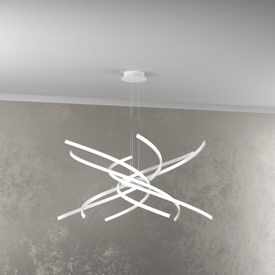 Lampadario led bianco profili curvati 80cm 4900lumen luce 3000k o 4000k 1163/S80-C-BI TOP LIGHT