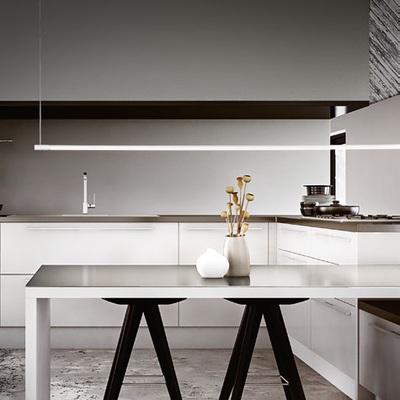 Lampadario lineare led lungo 146cm cucina bianco design YOKO SP BIANCO IDEAL LUX