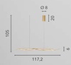 Seconda foto Lampadario moderno sospensione a led tre onde oro satinato llungo 117cm