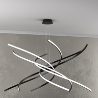Lampadario moderno profili led nero grande luce calda 3000k 1163/S100-C-NE TORNADO TOP LIGHT