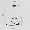Misure Lampadario a sospensione a led 8000 Lumen nero spirale di cerchi