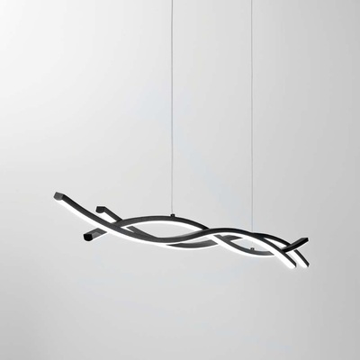 Lampadario sospensione lineare tre onde led nero goffrato luce calda bianca fredda 40932 LUCI LED