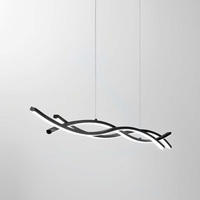 Lampadario sospensione lineare tre onde led nero goffrato luce calda bianca fredda 40932 LUCI LED