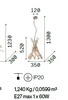 Immagine aggiuntiva di Lampadario piccolo 35cm con fascio di rametti di legno DRIFTWOOD SP1 IDEAL LU