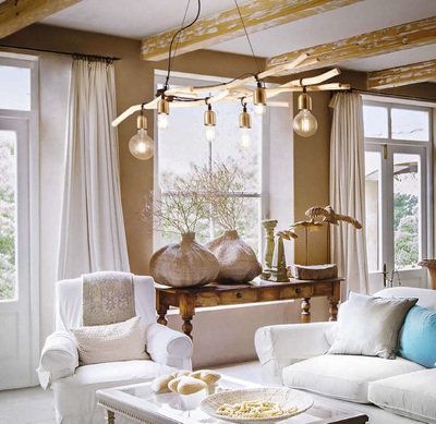 Lampadario grande in legno con rami intrecciati 6 luci rustica DRIFTWOOD SP6 IDEAL LUX