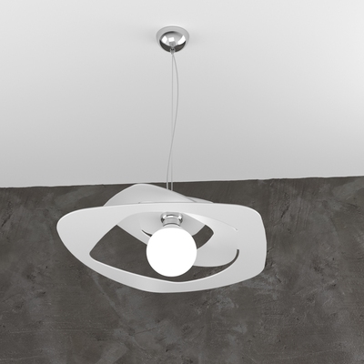 Luce moderna a sospensione in metallo bianco da 50cm 1157/S50-BI WARPED TOP LIGHT