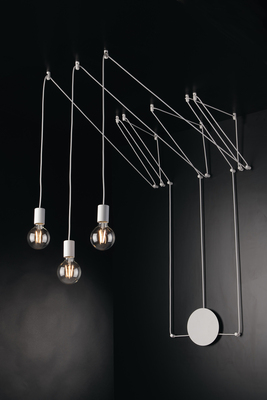 Lampadario o applique 3 cavi bianchi con fermacavi per decentrare luci a vista 39812 LUCI MODERNE