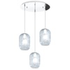 Lampadario blu con 3 fili vetri rigadin base rotonda cromo 42cm 1181CR/S3-T-BL TENDER TOP LIGHT