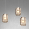 Lampadario decentrato 3 luci rosone centrale con fili e vetri rigadin fum&egrave; 1181CR/S3-S-AM TENDER TOP Foto 4