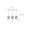 Misure Lampadario lineare vetro rigadin minimal design 3 luci E27