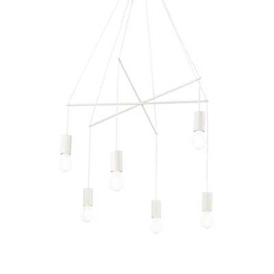 Lampadario moderno a 6 luci lampadina a vista mini sospensioni POP SP6 BIANCO IDEAL LUX