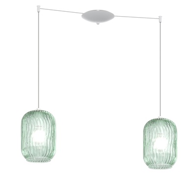 Lampadario moderno verde con 2 fili a vista regolabili vetro rigadin 1181BI/S2-S-VE TENDER TOP LIGHT