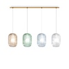 Altra foto Lampadario lineare con 4 vetri rigadin colorati ambra verde blu trasparente