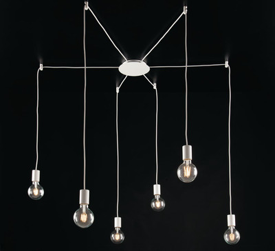 Sospensione lampadario da parete a soffitto o soffitto cavi a vista 6 luci bianco opaco LUCI MODERNE