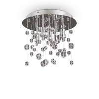 Piccolo lampadario moderno gocce vetro pendenti 5 luci a soffitto NEVE PL5 CROMO IDEAL LUX