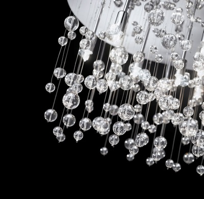 Plafoniera moderna pioggia di gocce di vetro lampadario a 12 luci NEVE PL12 CROMO IDEAL LUX