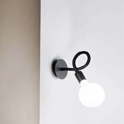Lampada parete applique o plafoniera 1 luce braccetto orientabile nero  42845