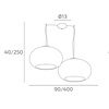Misure Doppia sospensione lampadario luminoso distanziabile 2 vetri 42cm