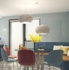 Lampadario 6 luci decentrabile fino a 4 metri con doppio diffusore tortora 55cm 1218/S2-S55-TO CASPE