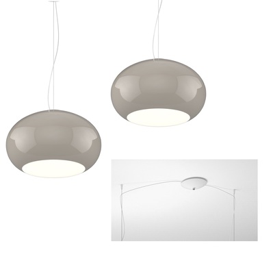 Lampadario design cupola 6 luci doppio vetro tortora 42cm distanziabile 1218/S2-S42-TO CASPER TOP LI