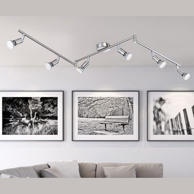 Lampada applique o plafonieria 6 faretti nickel orientabili lunga 145cm 57991-6 GLOBO LIGHTING