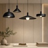 Coordinato lampadari moderni forme diverse metallo nero
