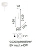 Misure di Lampadario small bianco flut piccolo FLUT SP1 SMALL BIANCO IDEAL LUX