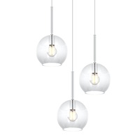 Lampadario moderno 3 sfere trasparenti da 20cm linea a grappolo  43844