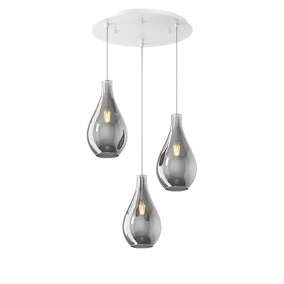 Lampadario 3 vetri design a goccia moderno grappolo fum&egrave;  41645